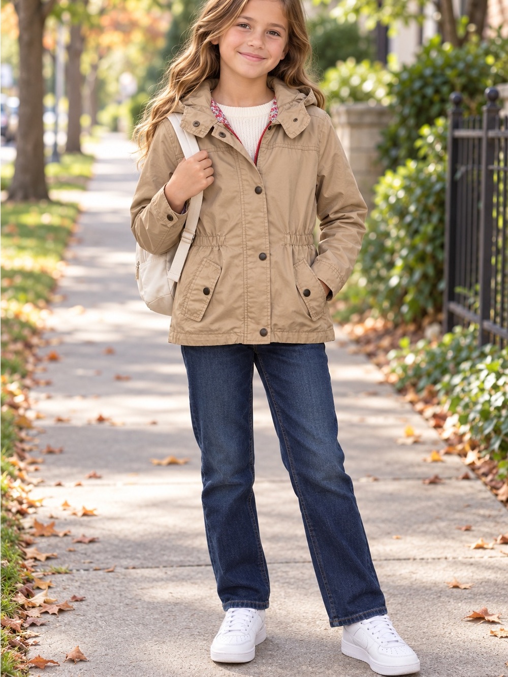 Me Jane Girls' Hooded coat in Tan